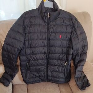 Polo by Ralph Lauren Black Puffer Jacket with Red Logo